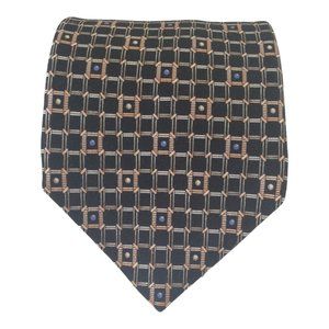 ZILLI PARIS Black Geometric Silk Tie Hand Made 60"/3".3/4 EX COND